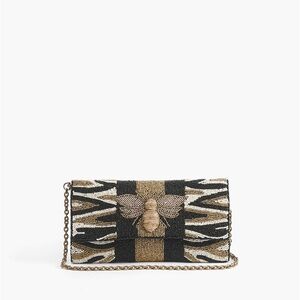 America & Beyond Embellished Bee Glam Clutch with Detachable Crossbody Chain NWT